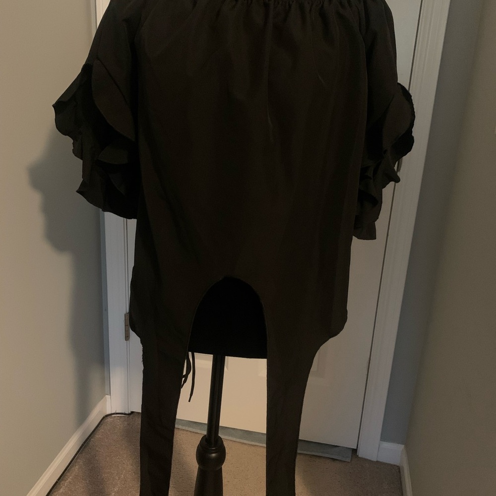 Black Ruffled Sleeve Blouse